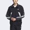 Adidas Letter Print Color Block Loose Stand Collar Long Sleeve Jacket Unisex Jacket Black IS5146