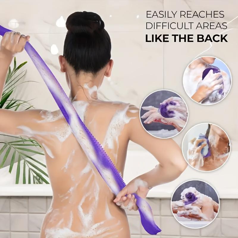 3 шт., Африканская сетка Длинная мочалка для душа, Отшелушивание тела, Скрабирование тела, Скрабирование спины, Гладкий светло-бежевый цвет, Растягивается до 66 дюймов