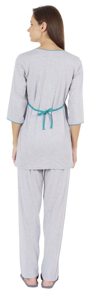 Inkmeso Solid Nightwear Set W  Pyjama For Women Cotton Nightwear 2 Pcs