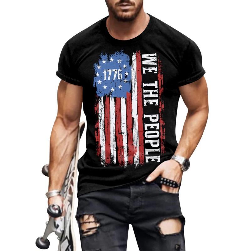 Летняя мужская футболка с принтом национального флага, круглый вырез, короткий рукав, повседневная свободная рубашка с коротким рукавом, футболки мужские