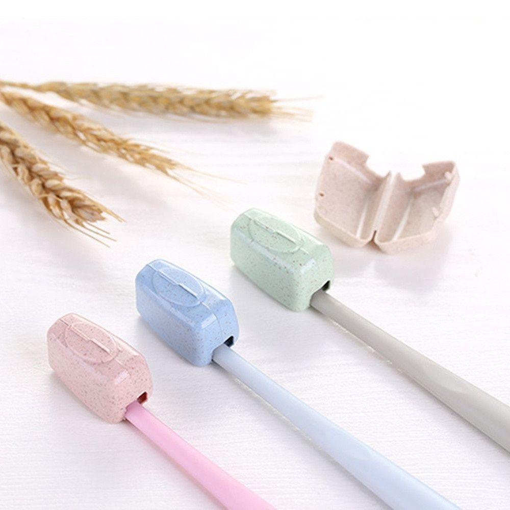Dustproof Portable Health Cleaner Wheat Straw Travel Toothbrush Head Cover 4PCs Protective Case
