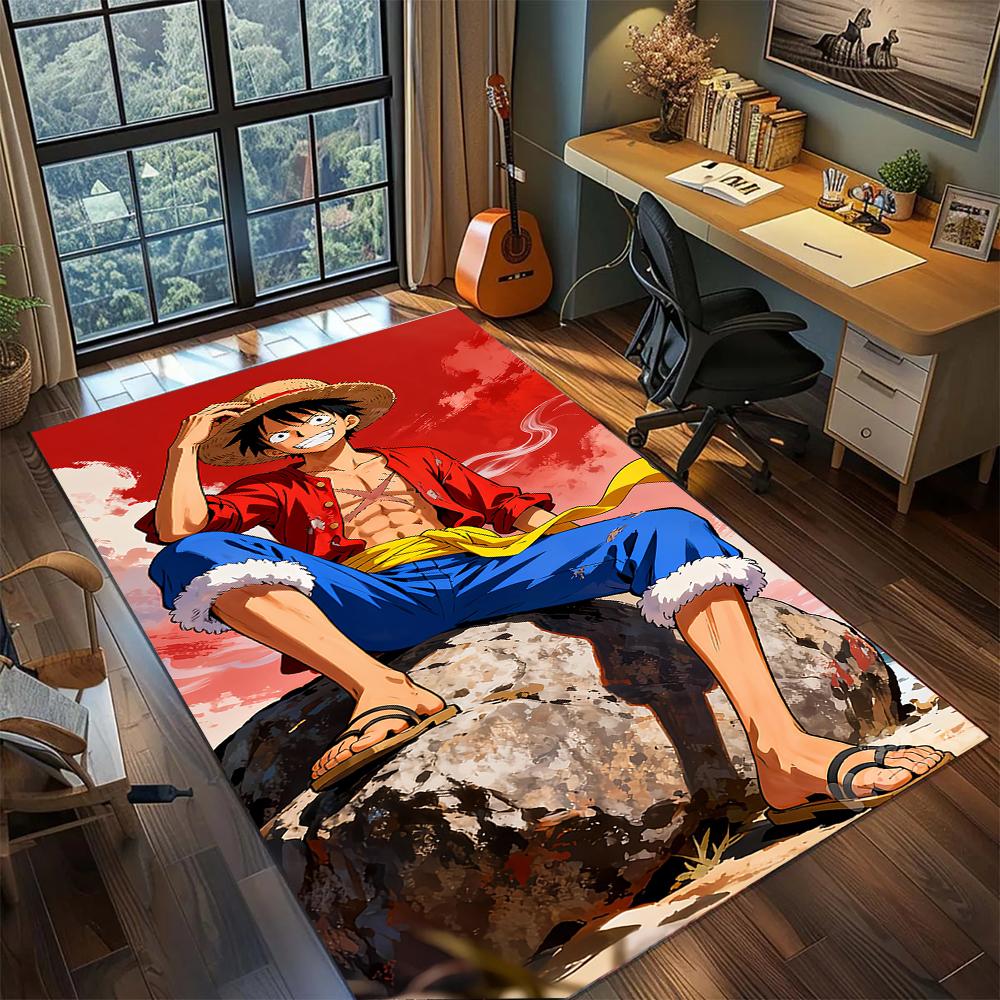 Epic One Piece Luffy Battle Scene Rug Carpet Large Area Rug Non Slip Washable Floor Mat Gamer Room Bedroom Home Decor