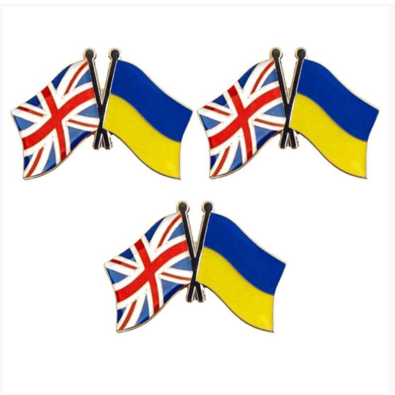 Великобритания Украина Металлическая Брошь Флаг Голубь Мира Двойной Флаг Значок Патриот Spot Badge