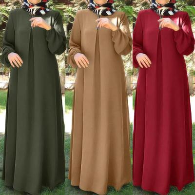 Мусульманское женское платье Абая с длинным рукавом и воротником-стойкой Musulman Dubai Kaftan Турецкие тканевые платья макси