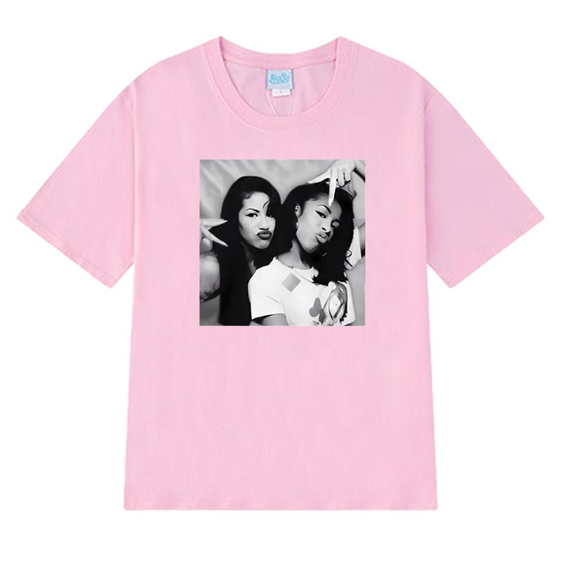 Модная графическая футболка в стиле хип-хоп с принтами Aaliyah и Selena, 100% хлопок, унисекс, женская, с коротким рукавом, винтажный топ унисекс
