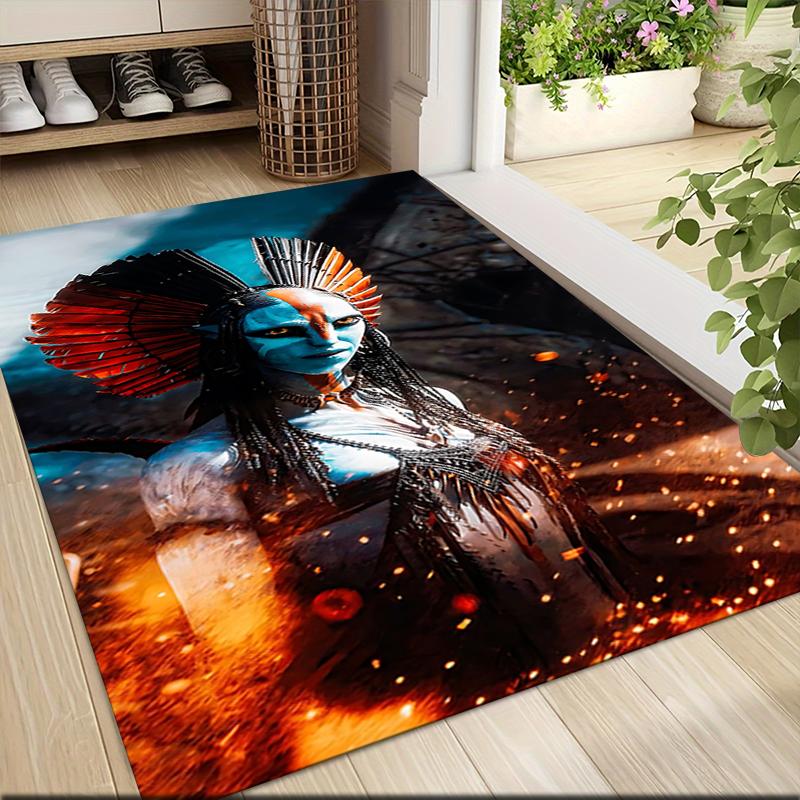 1Pc Alien Warrior Flames Carpet Rug Customizable Soft Washable Antislip Home Living Room Sofa Mats Personalized Rug 0917284