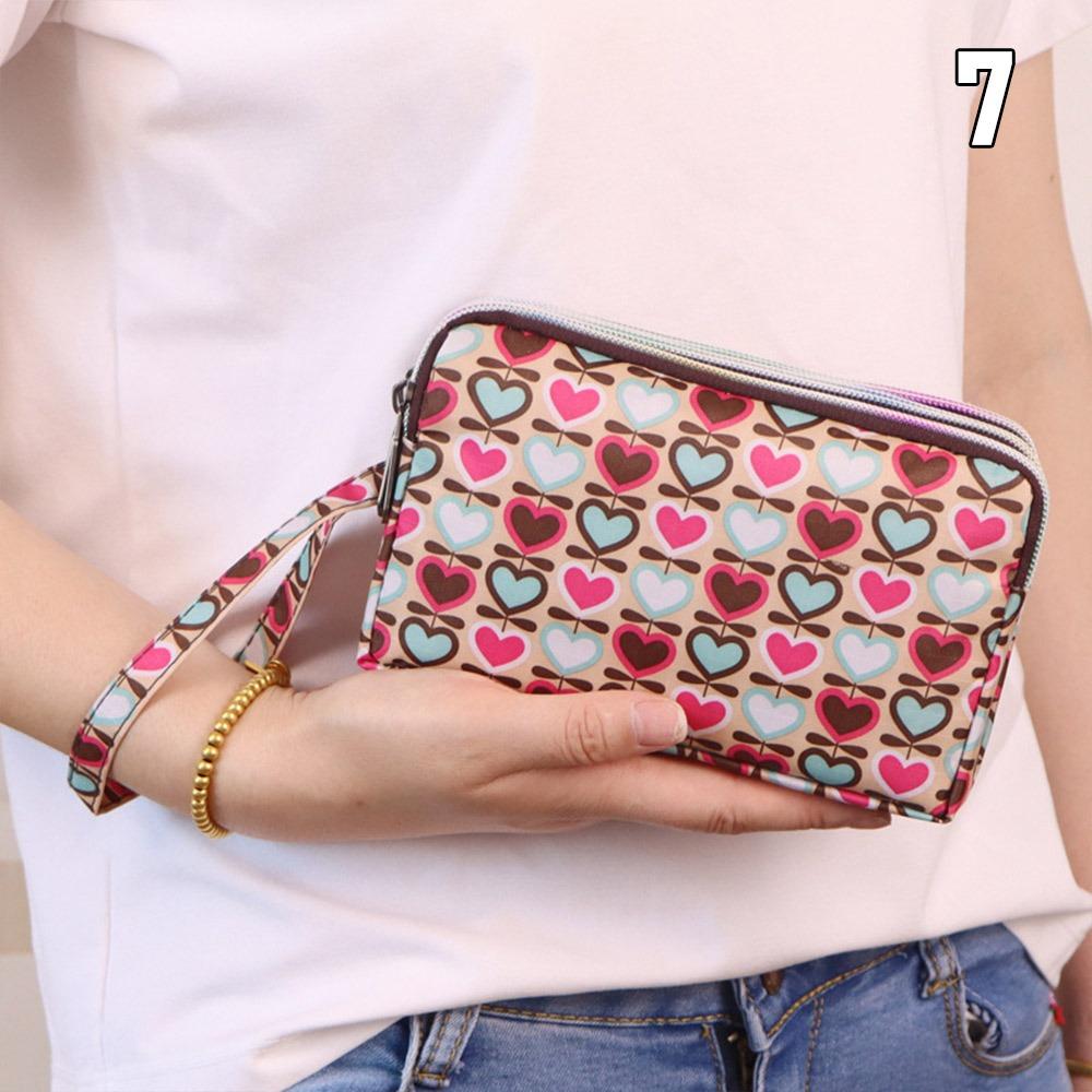 Fashion Women Flower Wrist Bag Waterproof Canvas Wallet Mini Handbags Sports Cell Phone Bags Coin Purse Party Money Makeup Bag