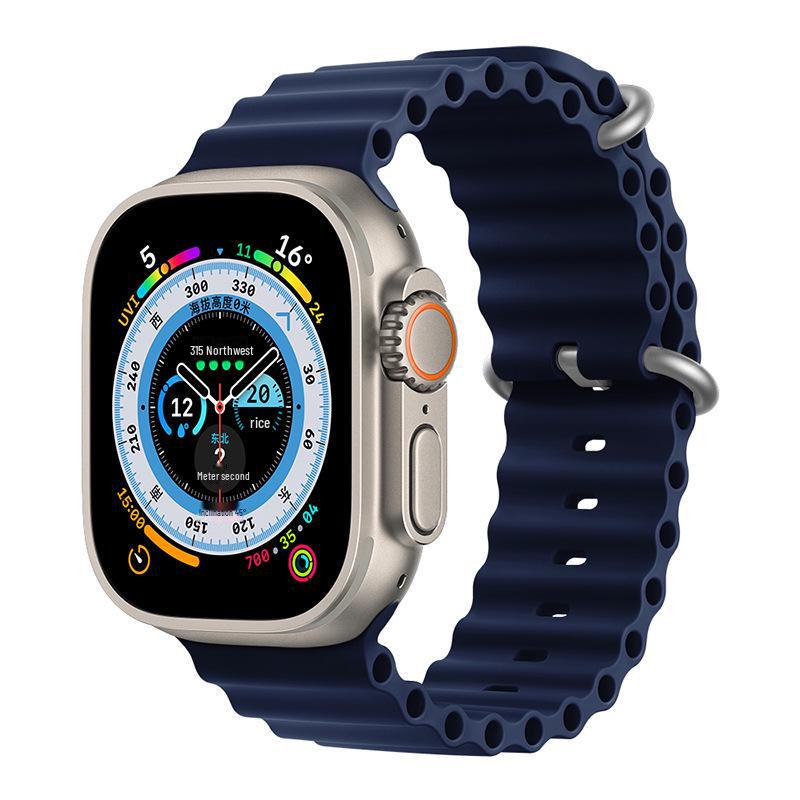 Ремешок для часов Apple Marine: Двухцветный силиконовый ремешок для Apple Watch 8/7/SE/Ultra — идеально подходит для занятий спортом