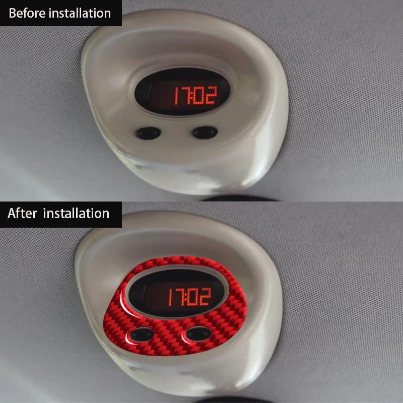 For Mini R50 R53 2002-2006 CarbonFiber Over Head Display Digital Watch Frame Cover Trim Car Interior Sticker