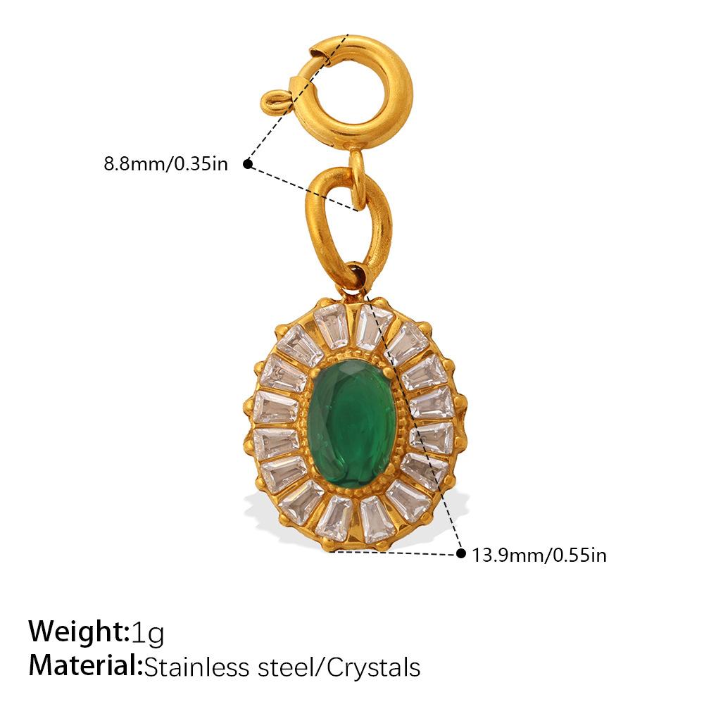 Light Luxury Geometric Square Color Zircon Jewelry Clasp Pendant, 18K Gold Plated Stainless Steel DIY Charm