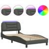 LED Bed Frame without Mattress  Hvar  Dark Grey 90x200 cm Fabric