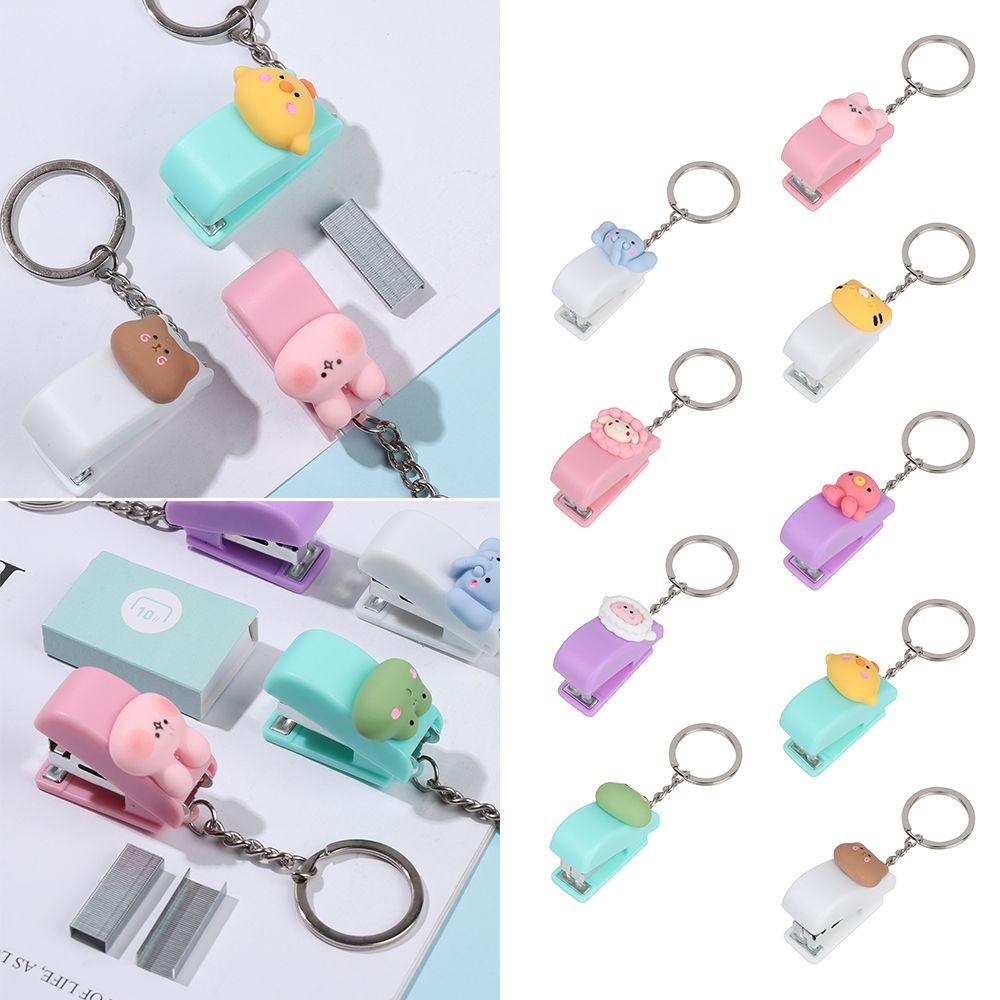 Binder Tools Cartoon Cute Stapler Paper Clips Push Clip Mini Stapler Document Binding Hoops