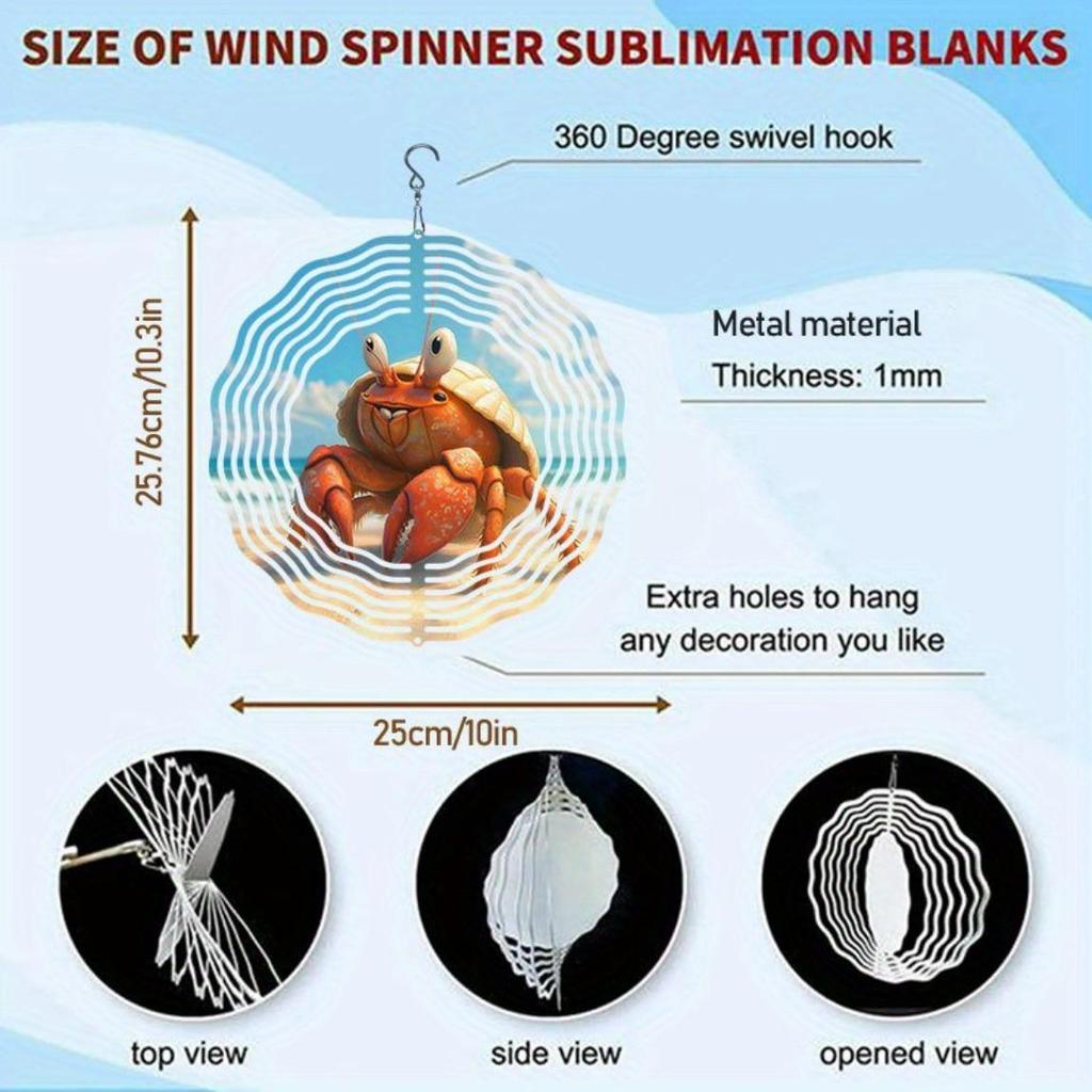 Metal Hermit Crab Wind Chime with Mandala Design Vibrant Orange Yellow Color for Garden Patio Indoor Outdoor Decor All Season Gift