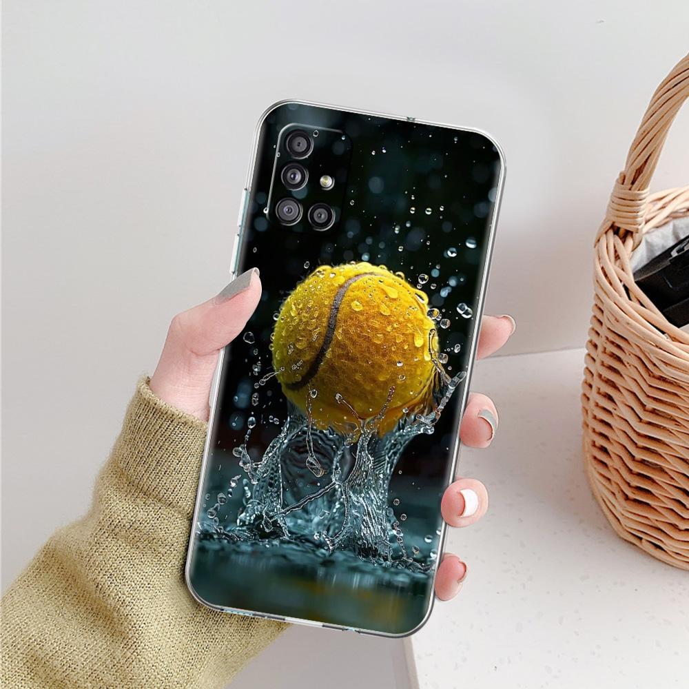 Чехол для телефона Samsung A15 A13 A35 A55 A51 A71 A41 A31 A21S A03S A05 A17 A23 A25 A33 A53 A73 5G A07 4G Прозрачный чехол Спорт Теннис