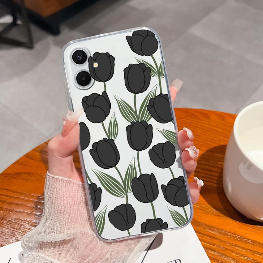 Для Samsung A07 A71 A17 A37 A53 A54 M36 F36 F56 Прозрачный Мягкий ТПУ Чехол для Телефона Летние Цветочные Узоры Мягкий Силиконовый Противоскользящий Чехол для Samsung