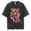 Japan Classic Anime HUNTER×HUNTER Manga Graphic Print T-shirt Men Women Vintage Washed Cotton Casual Oversized Short Sleeve Streetwear Summer New Tee