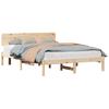 Natural Wooden Bed Frame with Headboard 140 x 200 cm Solid Pine Wood