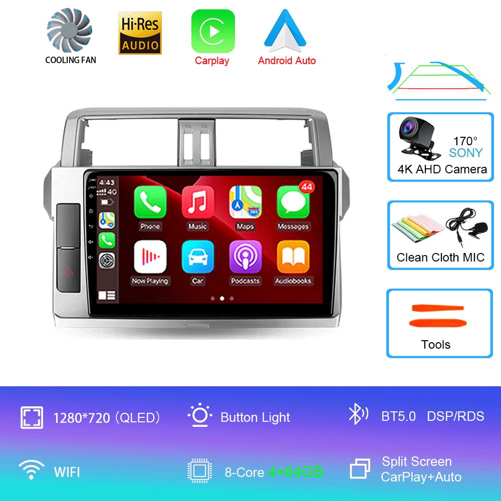 Для Toyota Land Cruiser Prado 150 2013 2014 - 2017 Автомобильное радио Android 14 Навигация Мультимедийный проигрыватель GPS WiFi+4G Видео Carplay
