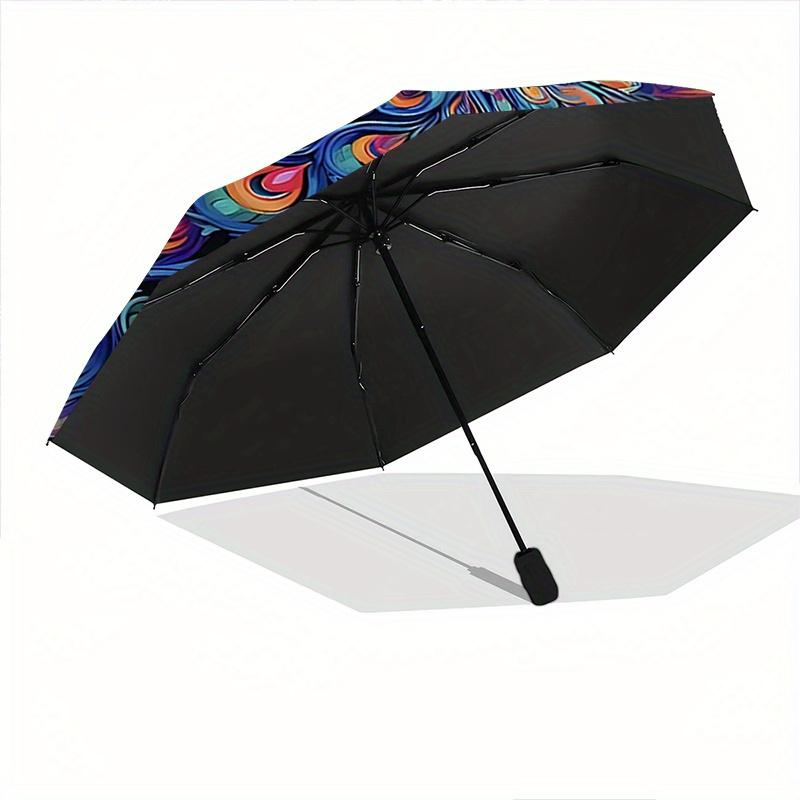 1pc A Colorful Peacock Automatic Open/CloseUmbrella,Compact Umbrella for Men & Women Day Gift.A001