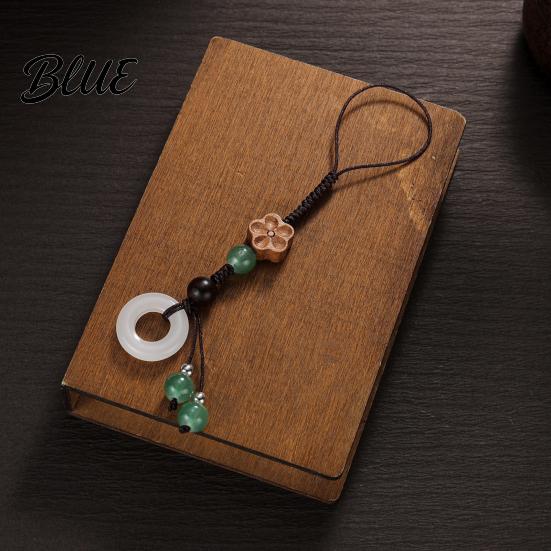 Braided Cell Phone Strap Flower Mobile Charm with Wooden