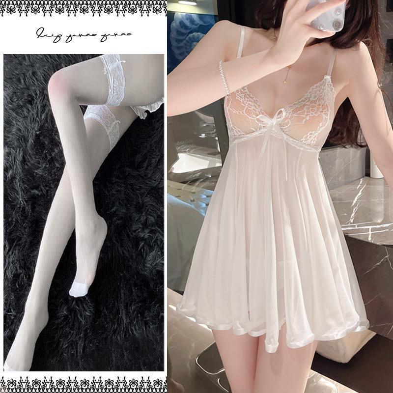 Сексуальный кружевной комплект ночной сорочки: Подчеркивает грудь, Прозрачное нижнее белье для женщин
