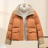Куртка из хлопка с контрастным пуховым воротником для женщин, короткая зимняя новая корейская свободная куртка из хлопка, утолщенная куртка из хлопка