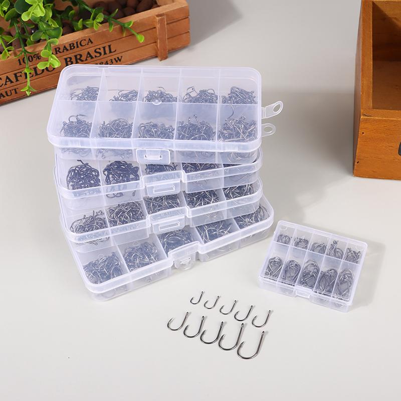 100-500Pcs Fishing Hooks Set High Carbon Steel Sharp Durable Barbed Fishhook Rock Fishing Equipment Gear Tackle Accessories