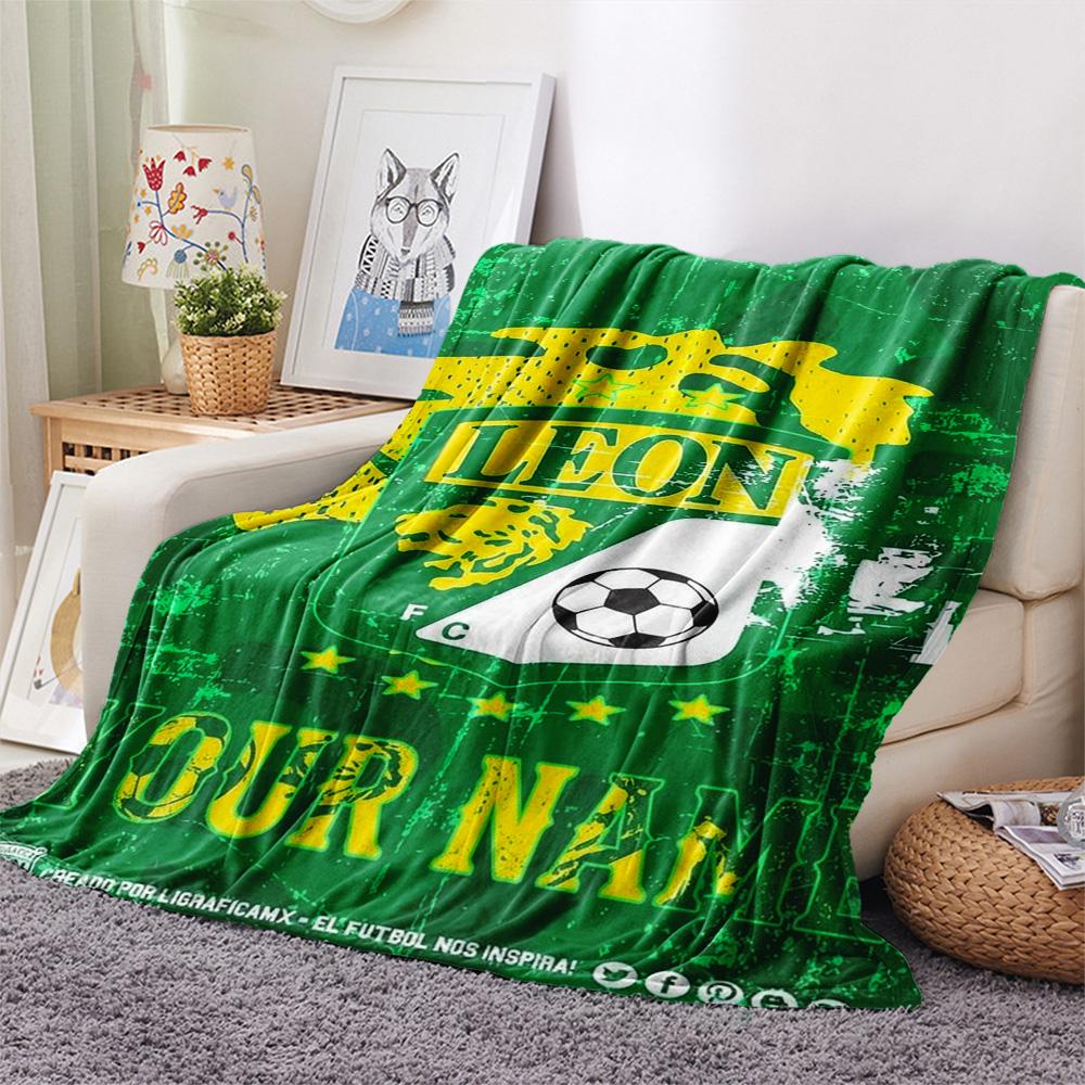 1PC Leon Fc Crest Custom Name Patterned Flannel Blanket Suitable For All Seasons For Home Decor Warmth And Comfort Gifts Holiday Present