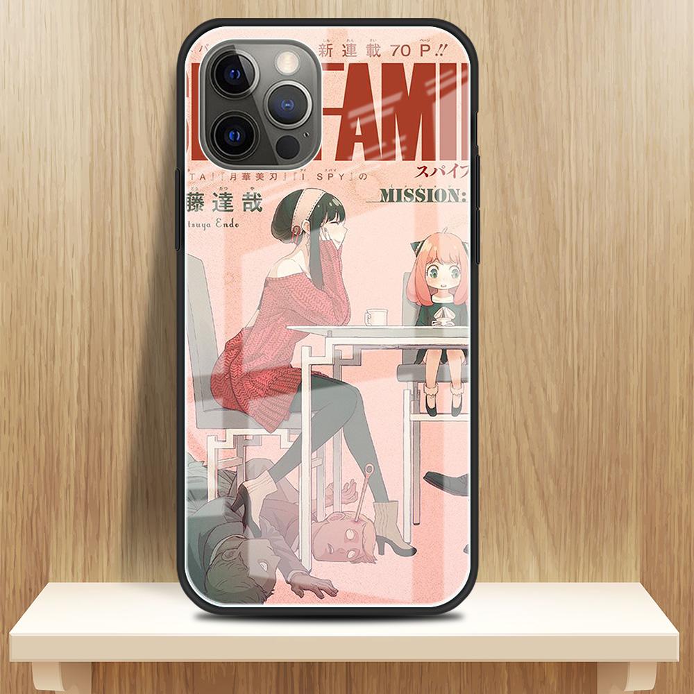 Чехол из закаленного стекла для Apple iPhone 13 12 Mini 11 Pro XS Max SE 2020 XR 7 8 Plus X 6 6S задняя крышка телефона SPY FAMILY Anime Funda