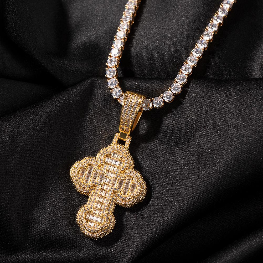 THE BLING KING Cloudy Shape Cross Pendant Iced Out Cubic Zirconia Necklace Solid Back Fashion Hiphop Jewelry Party Gift