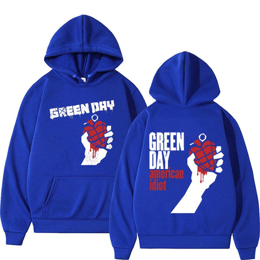Редкая панк-группа Green Day Принт American Idiot Толстовка Мужская одежда Готическая винтажная толстовка Мужские повседневные флисовые худи