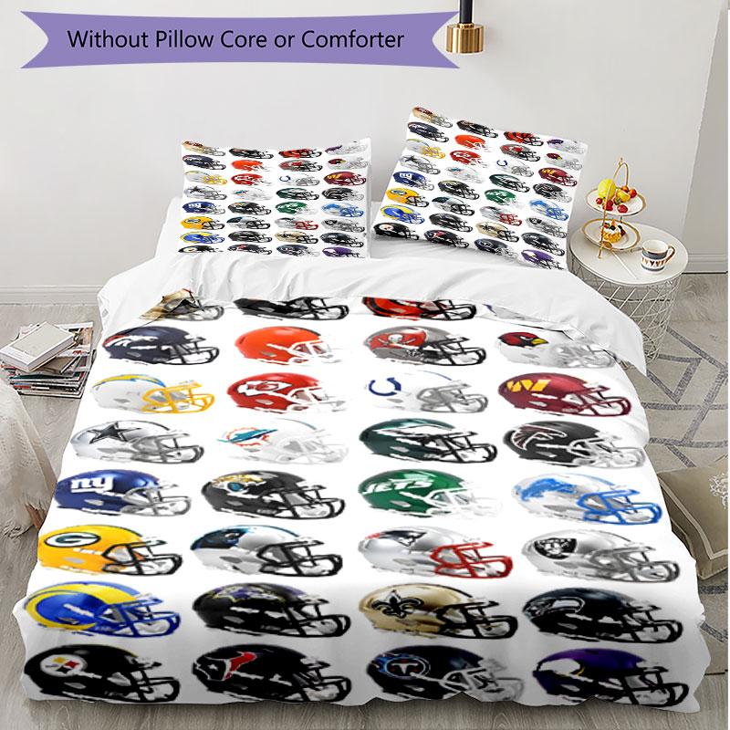 3pcs Duvet Cover Set (1*Duvet Cover + 2*Pillowcase, Without Core), NFL Print Soft All‑Season Bedding Set, Home Bedroom Decor Gift