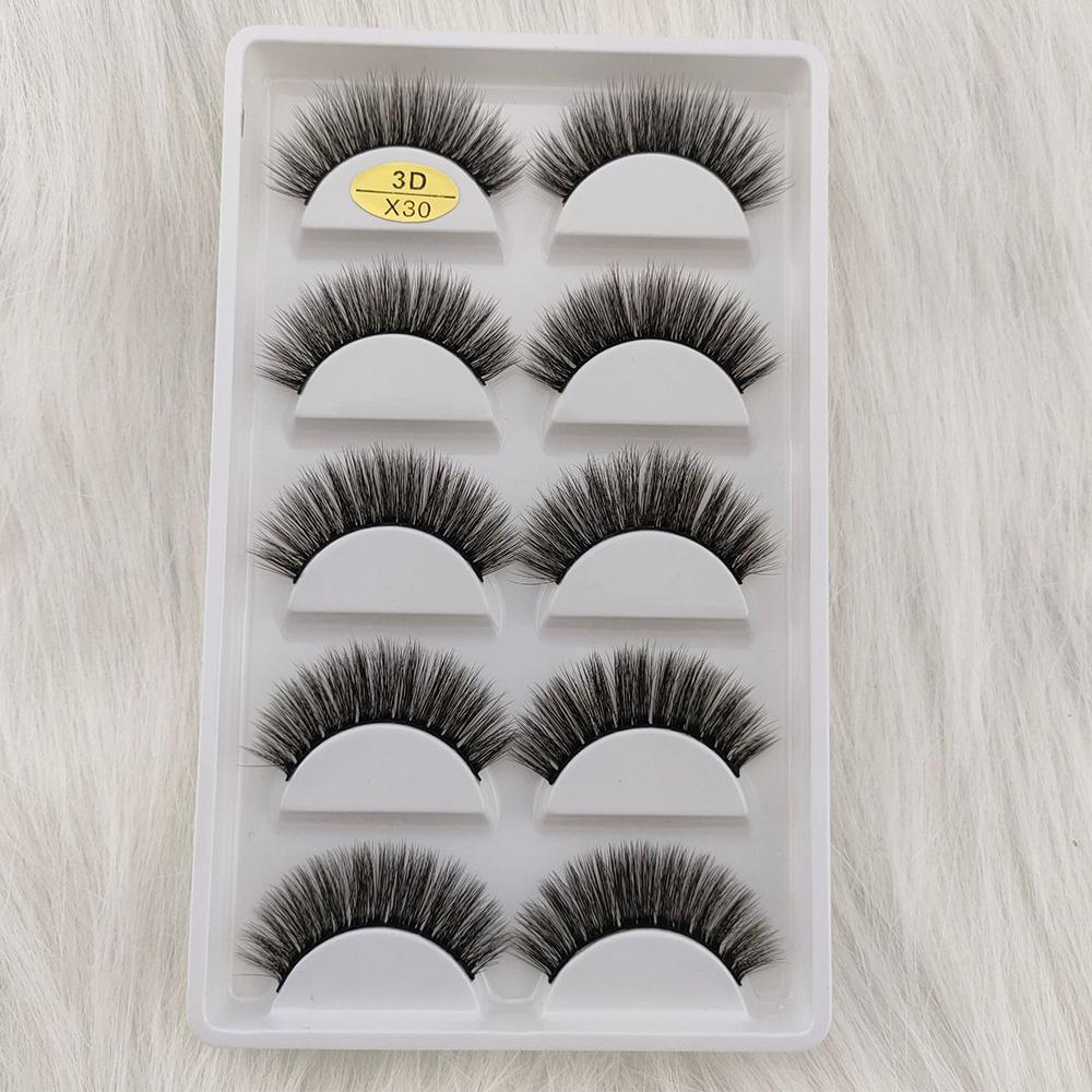3D Норковые Накладные Ресницы 5 Пар Пушистые Объемные Ресницы с Эффектом Легкости Натурального Вида Полоски Пучки для Вечеринки Ежедневного Натурального Макияжа