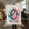 Custom Name Atletico de Madrid Flannel Blanket, High quality Comfortable for All Seasons, Home Decor, Warmth and Comfort