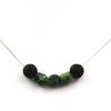 Stones and Minerals. 8 Mm Lava + Epidote Pearl Necklace from Myanmar (Burma) Stainless Steel Chain.