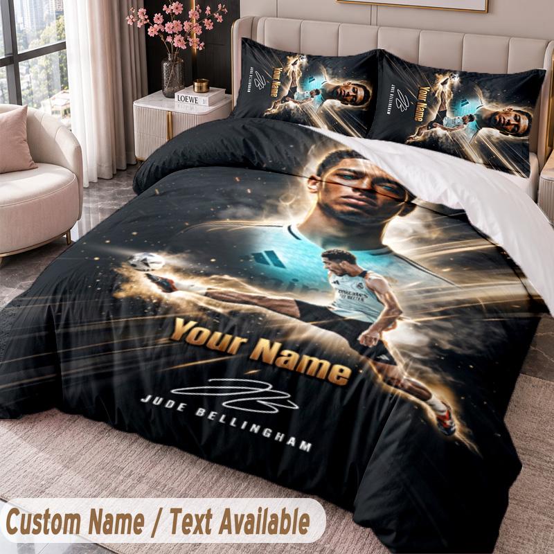Jude Bellingham Printed Bedding Set Custom Name Text 1 Duvet Cover 2 Pillowcases For Bedroom