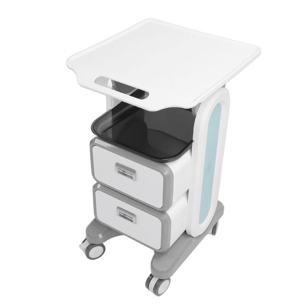 Mobile Medical Trolley Cart Enlarged Tabletop Double Drawer Multifunctional Medical Cart for Beauty Salon Clinic