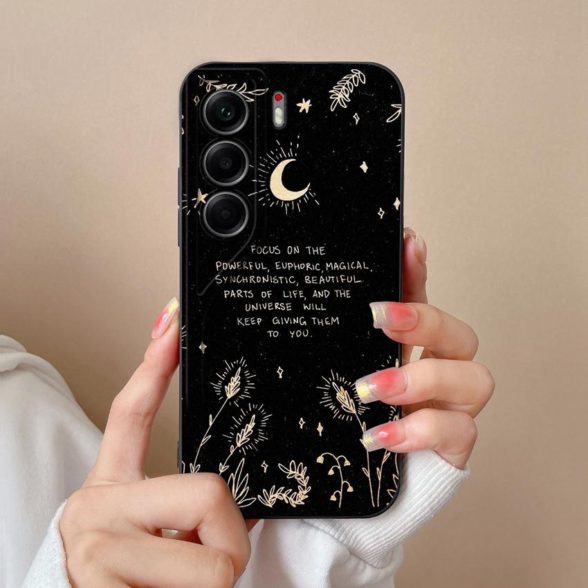 For Tecno Camon 40 Pro Spack 30 Pova 6 Neo Phone Case Pretty Starry Sky Cat Pattern Liquid Silicone Advanced Dustproof Protective Shell For Tecno Capa