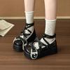 Модные туфли Мэри Джейн из лакированной кожи в стиле Сладкая Лолита для женщин, Осень 2025, Милые туфли на толстой подошве с украшением в виде бантика, Туфли-лодочки Y2K с ремешком на щиколотке