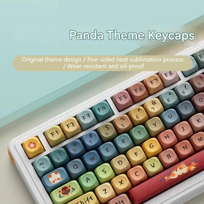 125 клавиш Круглые Клавиши Dunhuang Redness Panda Тематические Колпачки Клавиш Профиль OQO PBT Сублимационная Печать Набор Колпачков Клавиш для Кастомных Механических Клавиатур