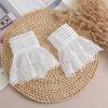 Fashion Womens Fake Sleeves Female Solid Color Fake Sleeve Horn Cuffs Embroidery Lace Ruffles Sleeve Cuff Wrist Warmers