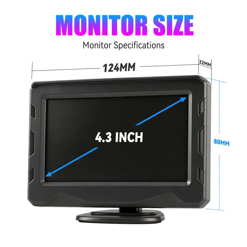 KTYDKP HD Car Monitor 4.3 Inch Screen for Rear View Reverse Camera TFT LCD Display HD Digital Color Car Monitor PAL/NTSC/AUTO