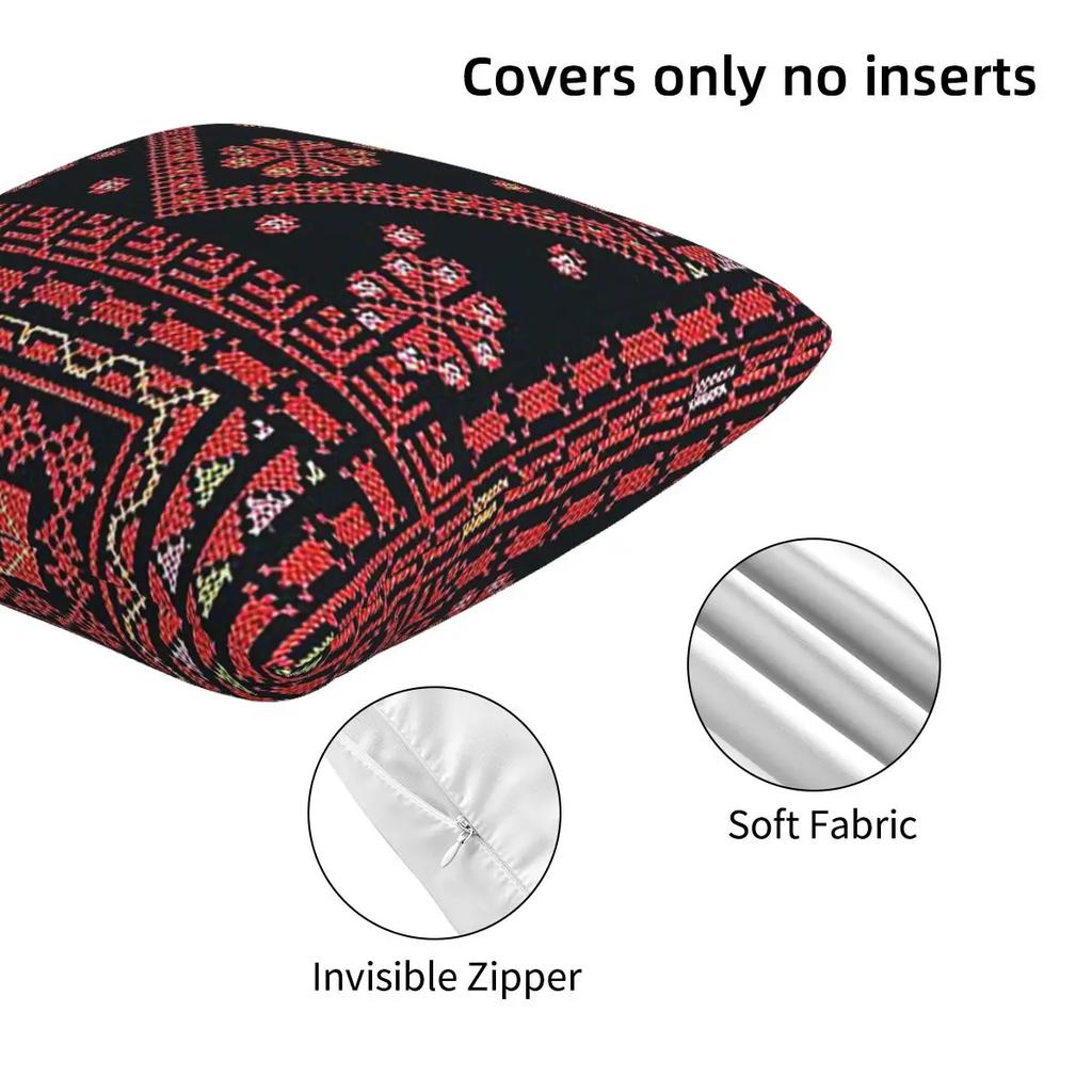 Three Flowers Palestinian Embroidery 2 Pcs Square Pillowcase Pillow Cover Cushion Zip Decorative Comfort Throw Pillow For Home