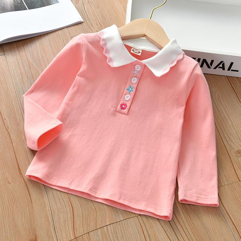 Белая рубашка для маленьких девочек, весенне-осенняя детская хлопковая блузка с длинными рукавами и лацканами, детская одежда, топы