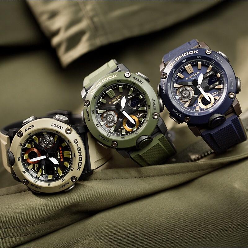 G-SHOCK Водонепроницаемые кварцевые часы 200M, ремешок из смолы, мужские часы, черный GA-2000-5APR