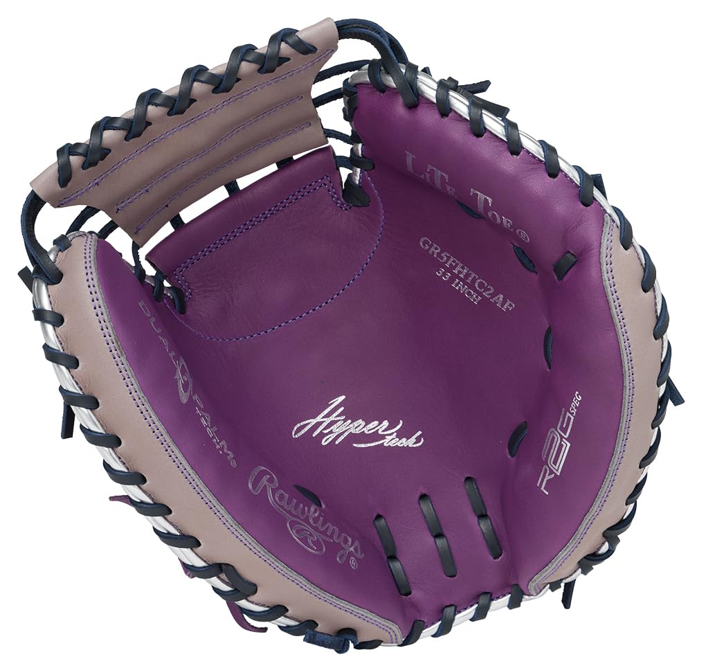 Rawlings Бейсбольная перчатка HYPER TECH COLOR SYNC 33 для броска, Софтбол, GR5FHTC2AF, Перчатка кетчера, Фиолетовый/Серый, дюймы, Для правой руки