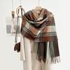 High-end niche striped plaid warm scarf autumn and winter couple fashion trend imitation cashmere fringed shawl