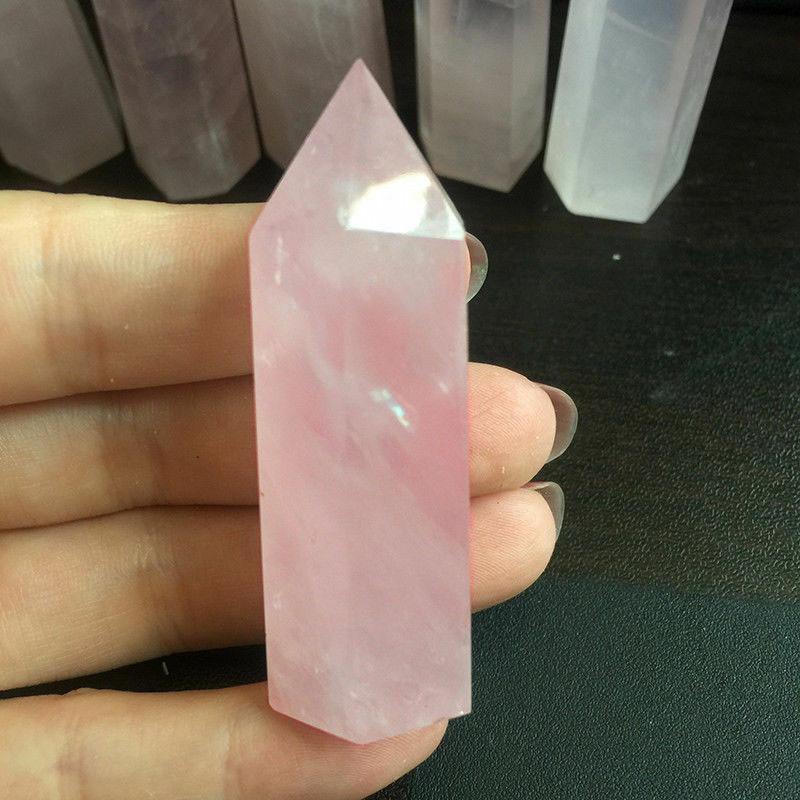 Exquisite Natural Rock Rose Quartz Crystal Point Healing Stone Obelisk Wand For Spiritual Growth