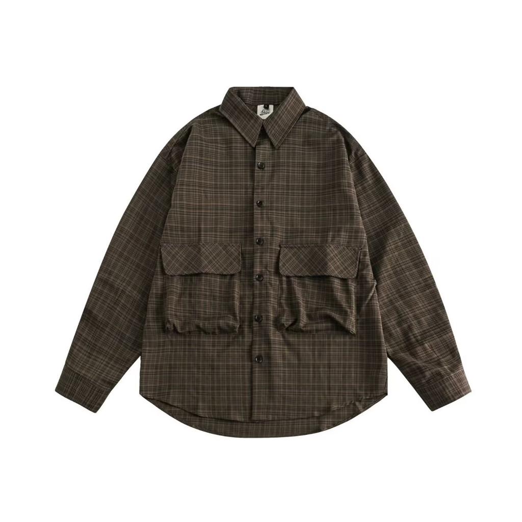 2024 Свободная рубашка в японском стиле в стиле ретро, мужская весенняя новая модная брендовая универсальная клетчатая рубашка