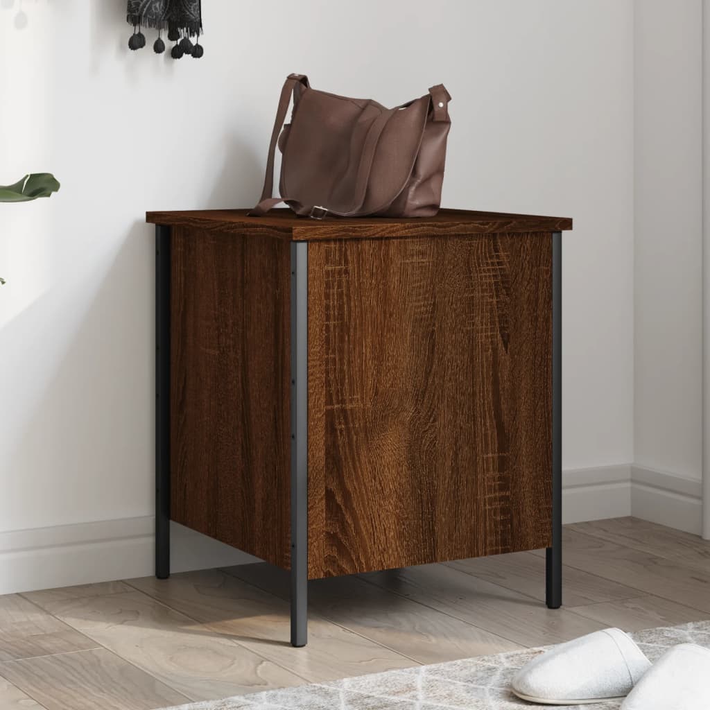 Storage Bench in Brown Oak Look 40 x 42.5 x 50 cm Wood Based Panel